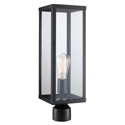 Trans Globe Lighting 40754 BK Oxford 19.25" Outdoor Black Industrial Postmount Lantern